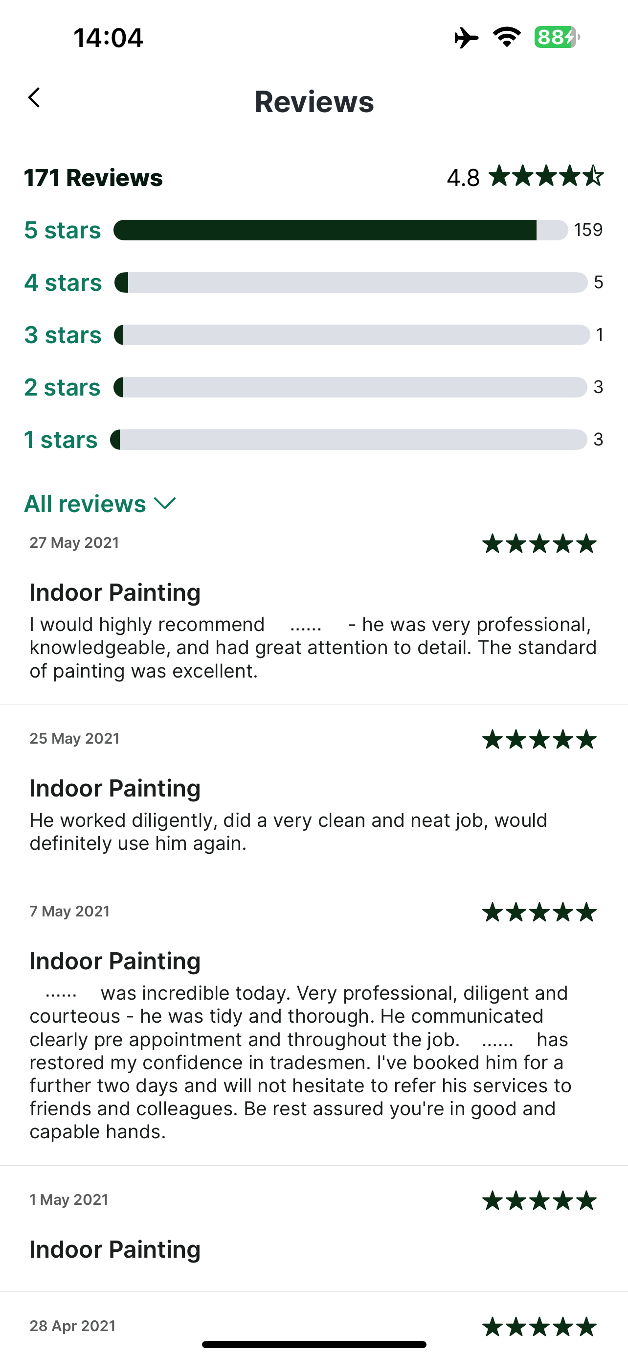 5-star Taskrabbit multipe-reviews: Foarte competent, sårguincios și politicos.