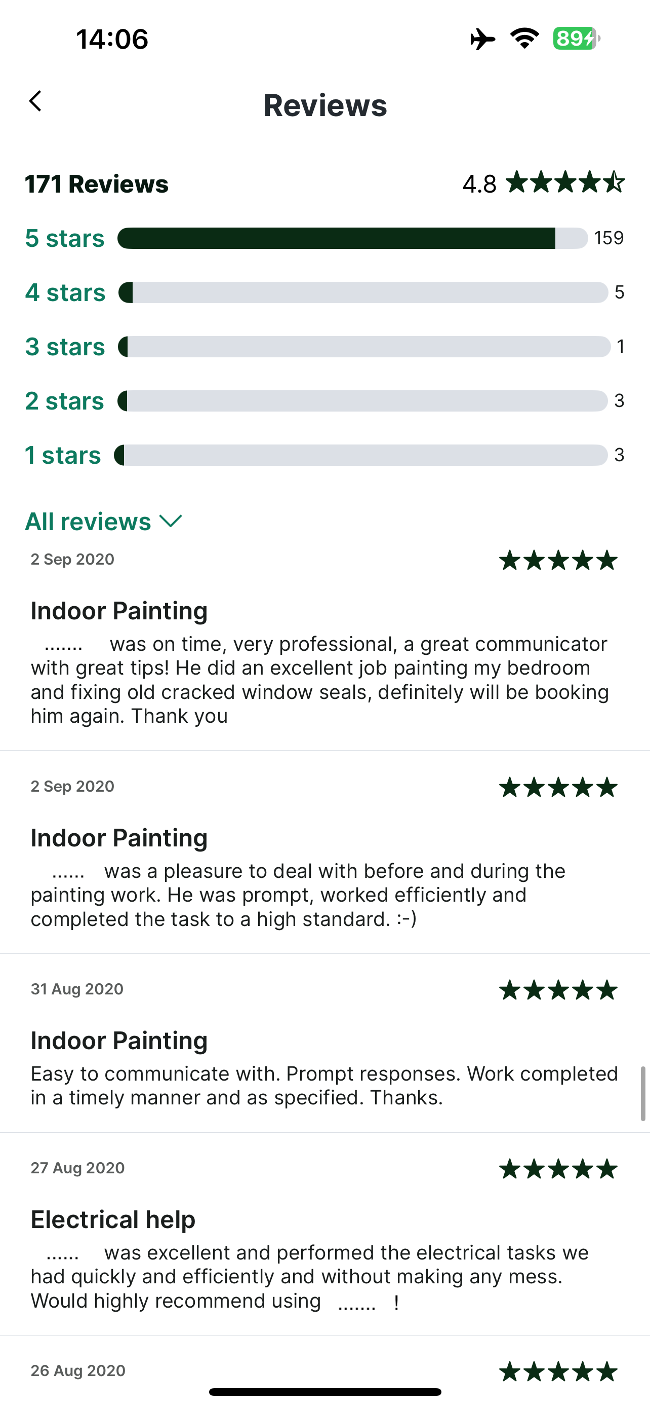 5-star Taskrabbit multipe-reviews: O colaborare excelentă, atât inainte, cât si in timpul prestării serviciului.