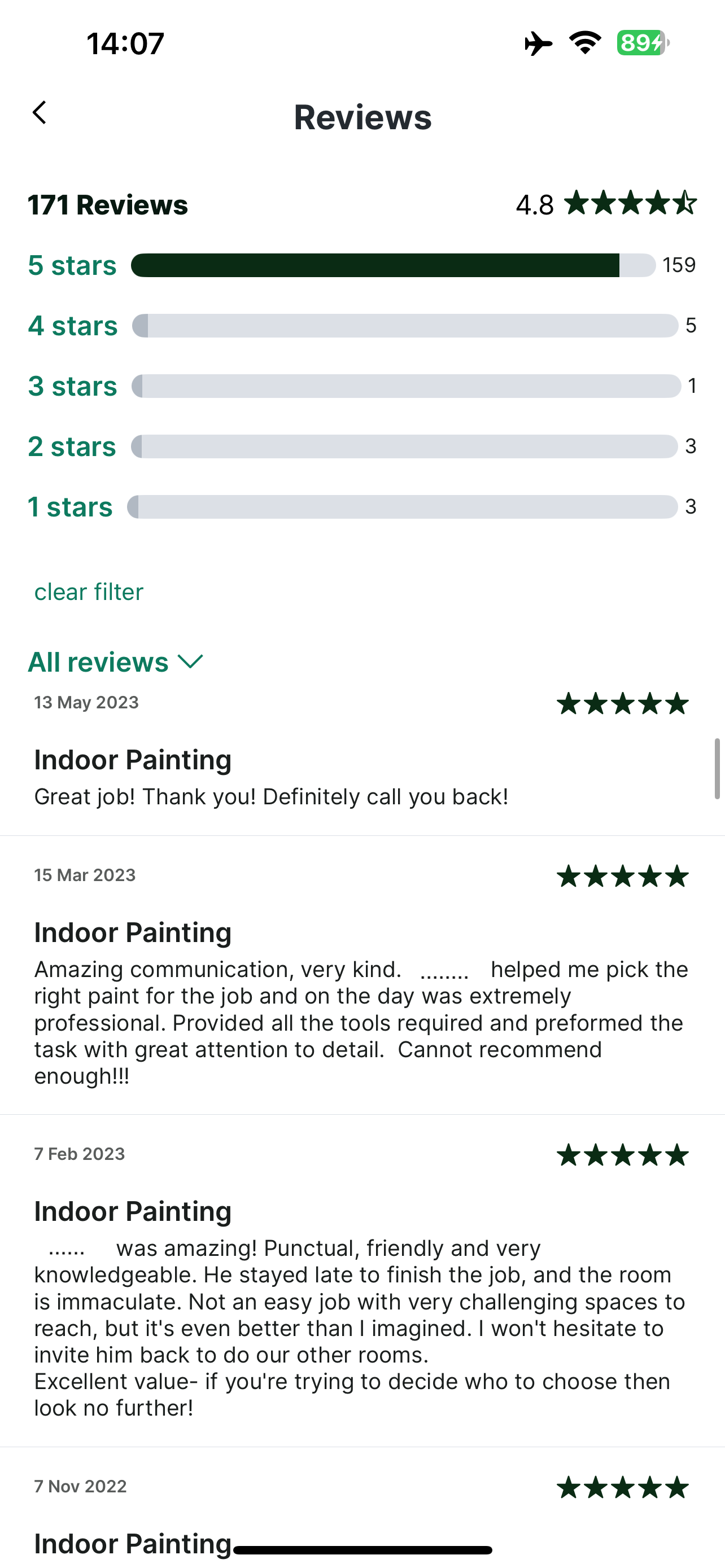 5-star Taskrabbit multipe-reviews: Profesionit, punctual și comunicator excelent.